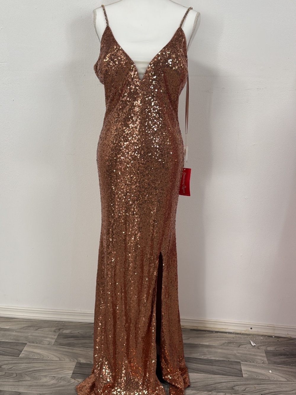 Dancing Queen Rose Gold Sequined Evening Gown